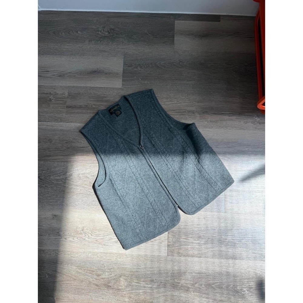 Requirements Women's Grey Wool Cable Knit Zip-Up Vest Size Large
